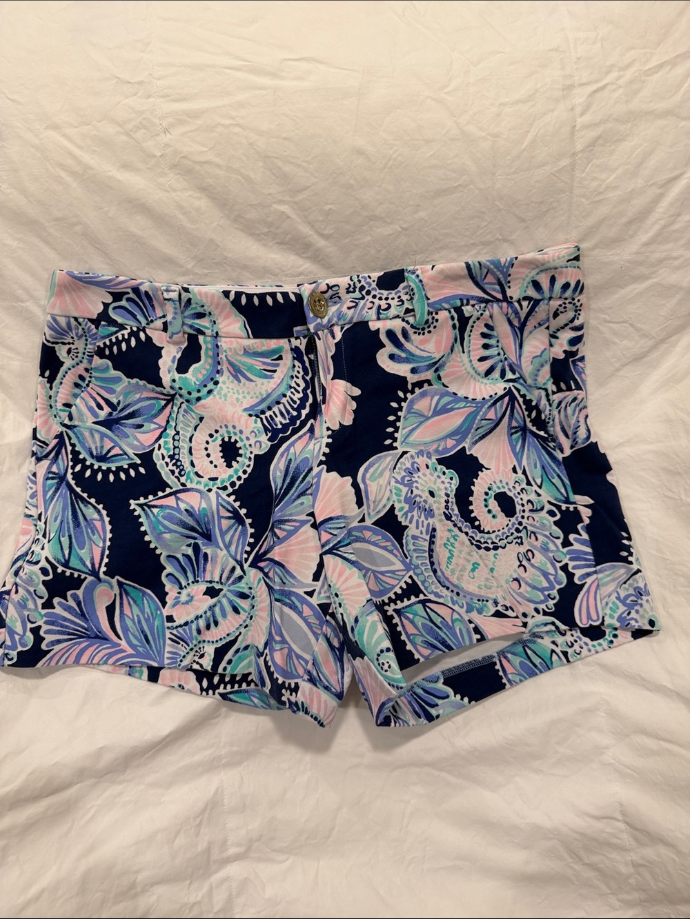 Lilly Pulitzer Navy Floral Paisley High-Waist Shorts